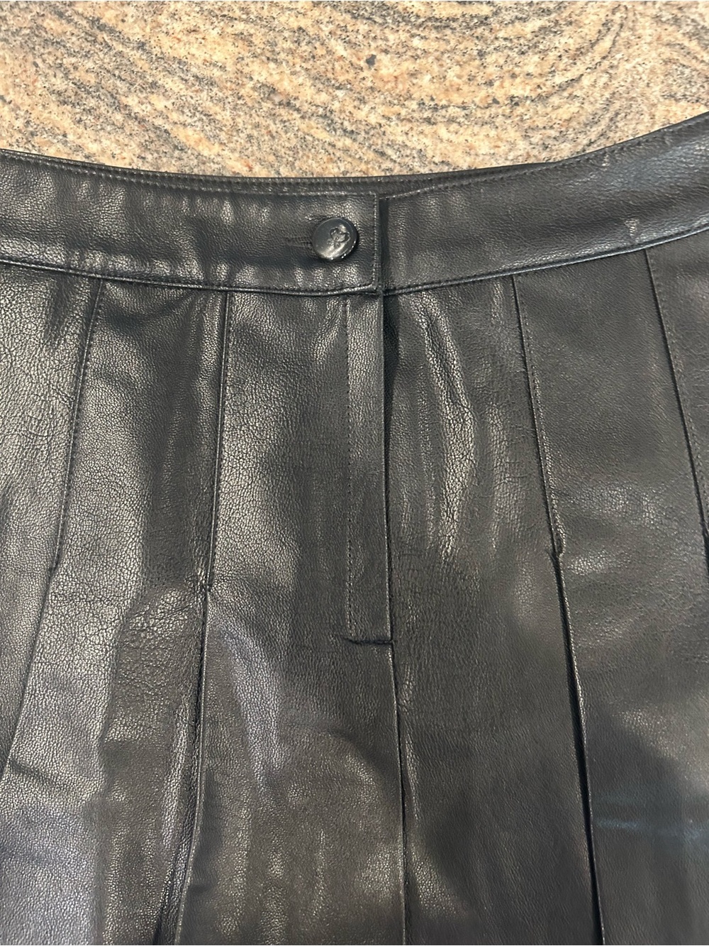 NWT Katie J NUC Black Pleated Faux Leather Mini Skirt (Junior size small) - Picture 4 of 4